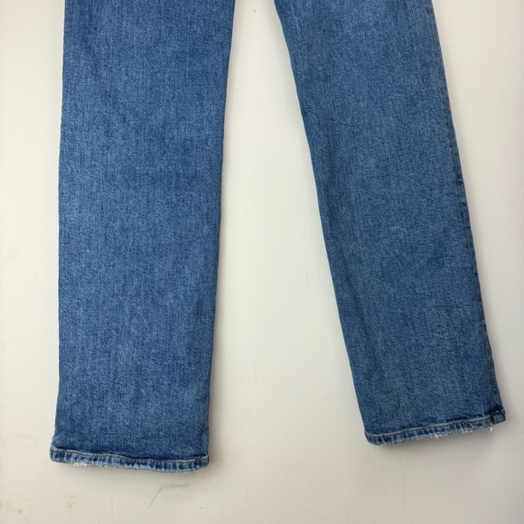 Zara Premium Denim Straight Leg Jeans Sz 4 Medium Wash High Rise - Picture 13 of 15